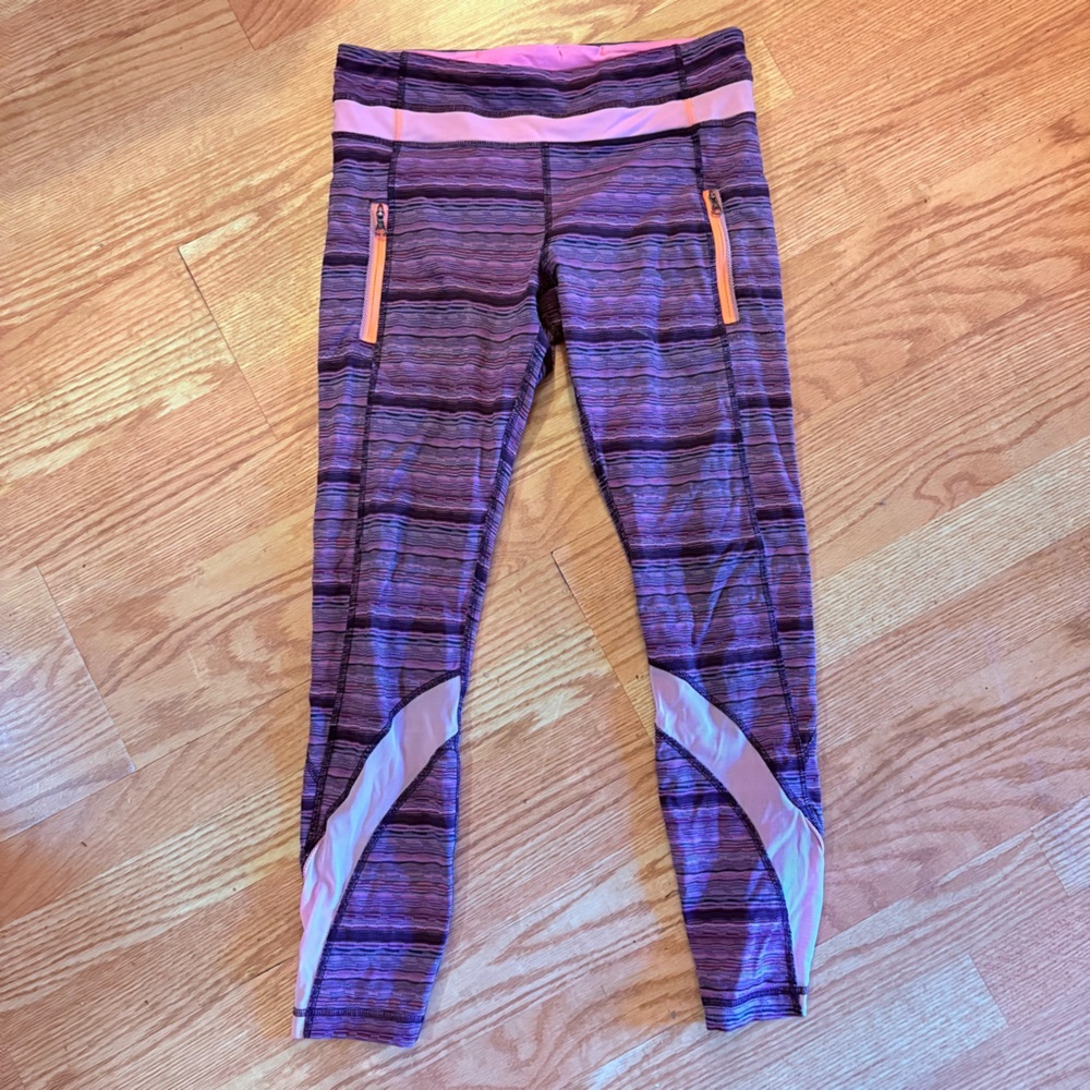 Lululemon Athletic Leggings Size 8 Zippered Pockets & Waistband Pocket